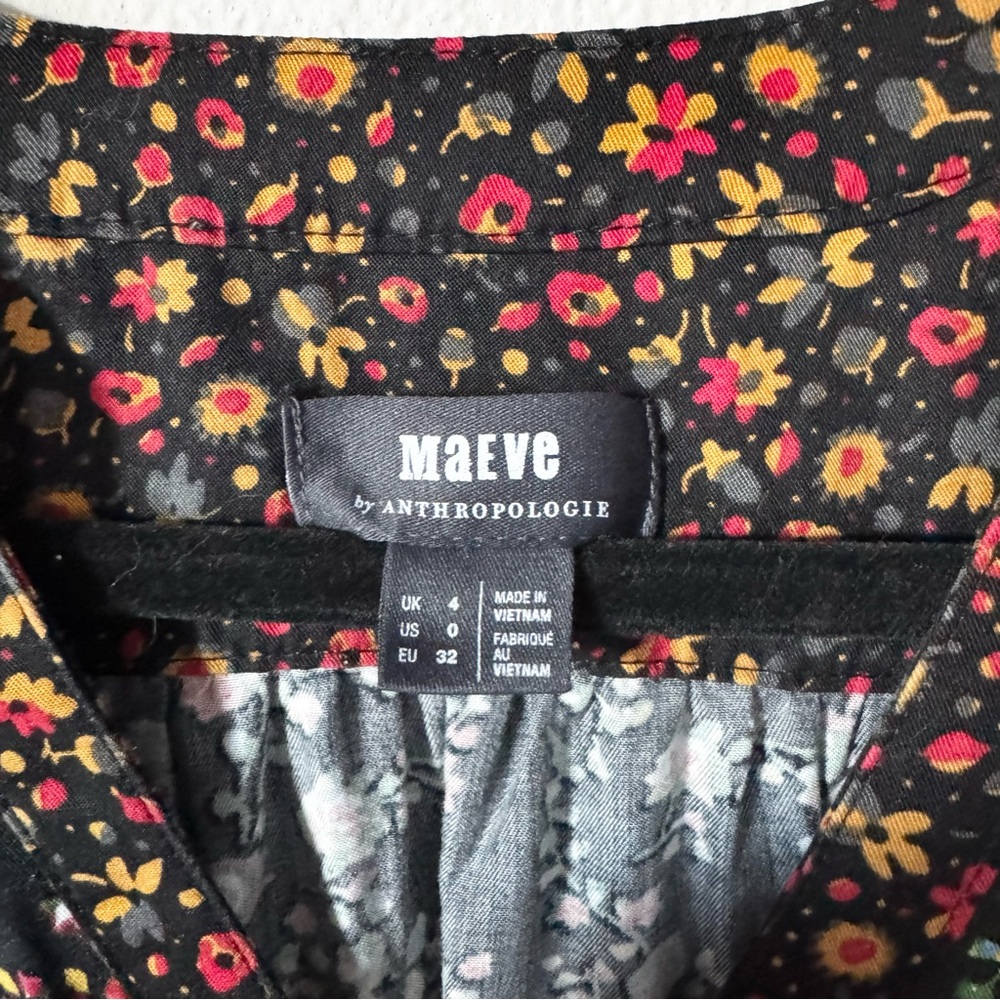 Anthropologie Maeve Floral black Tunic Dress 0 - Picture 7 of 15